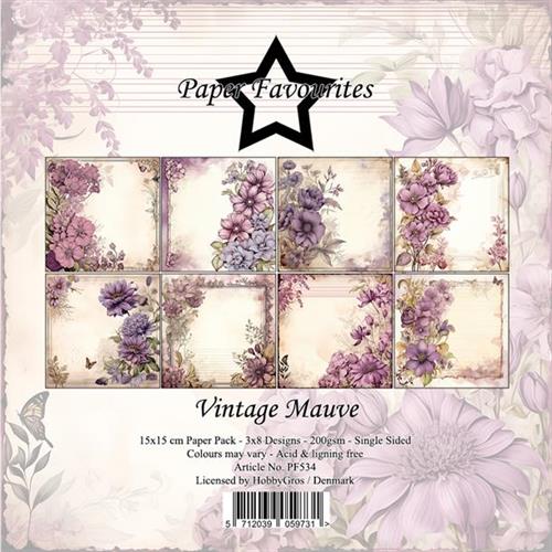 Paper Favourites Vintage mauve 3x8design 15x15cm 200g